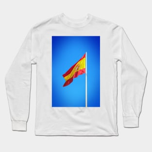 Spanish flag waving against clear blue sky Long Sleeve T-Shirt